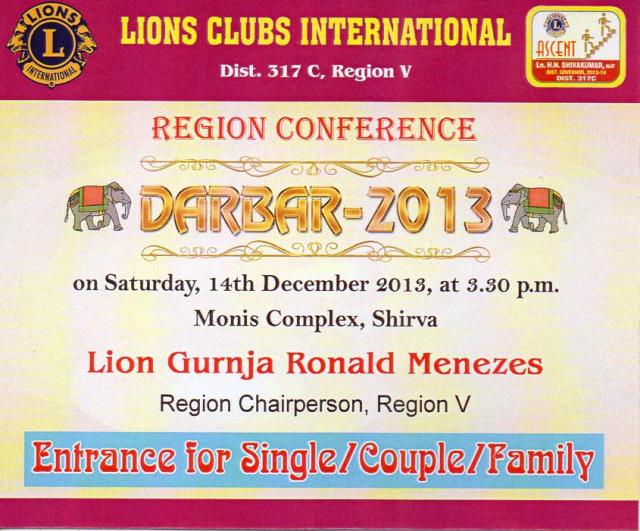 Darbar 2013 - Lions International Region Conference on 14th in Shirva